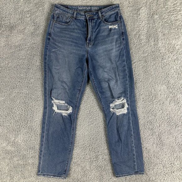 American Eagle Women's 90s Vintage Mom Jeans 8 Regular Distressed Destroyed - Picture 1 of 15